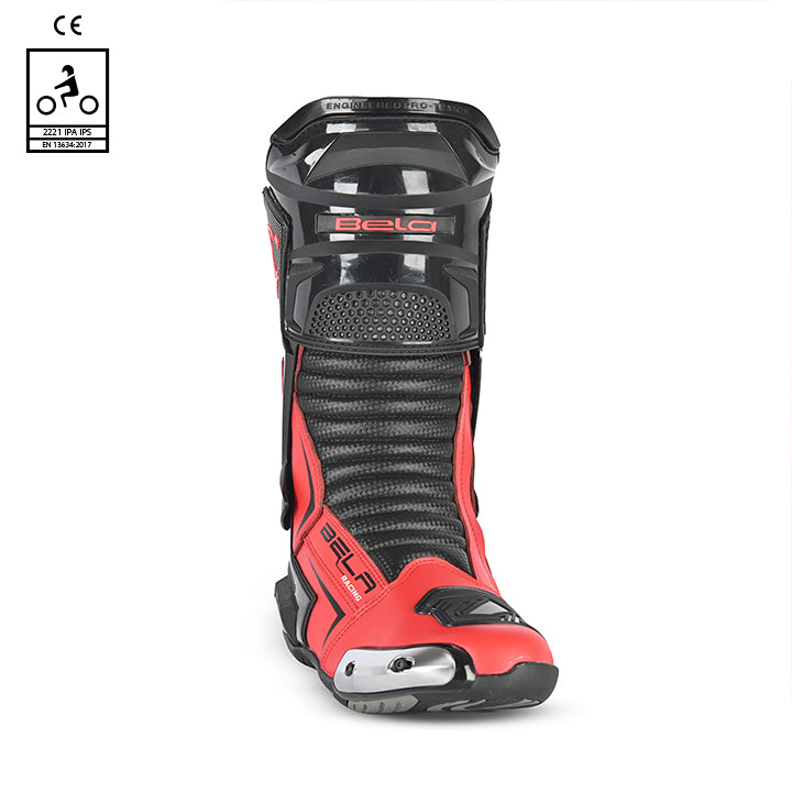 bela speedo 2.0 racing black and red boot front side view