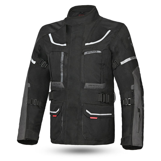 bela transformer the winter jacket black and dark-gray front side view