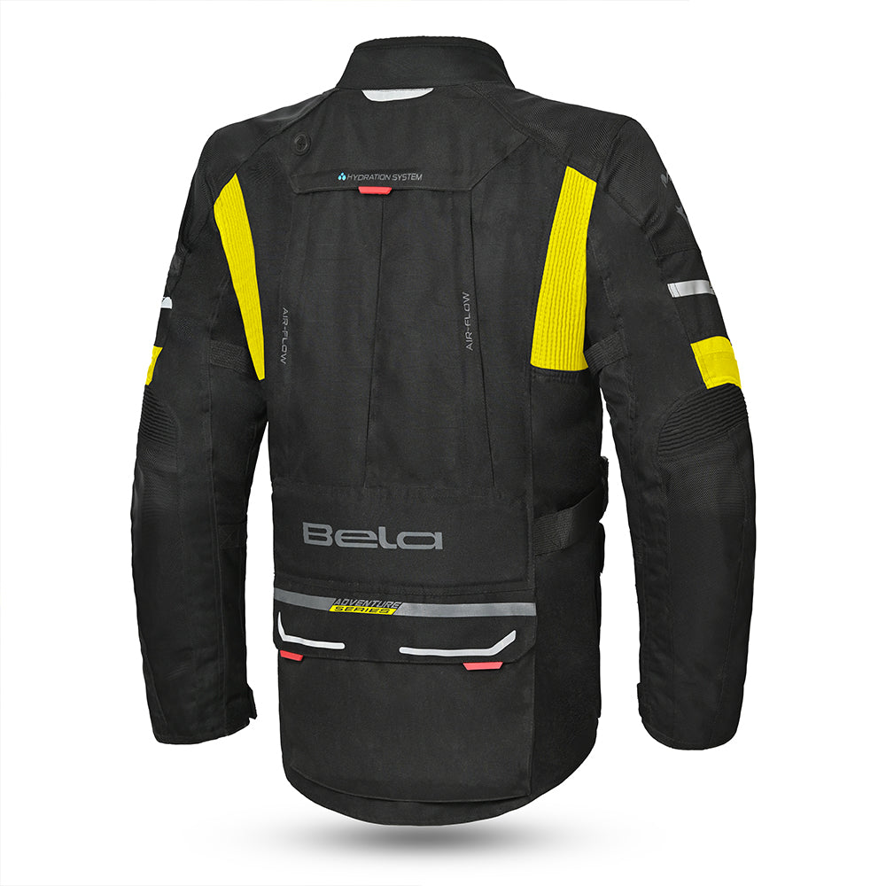 bela transformer the winter jacket black and yellow-flouro back side view