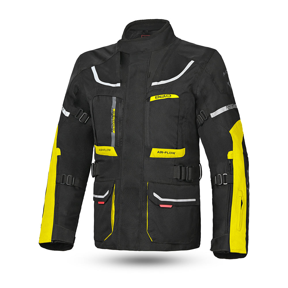 bela transformer the winter jacket black and yellow-flouro front side view