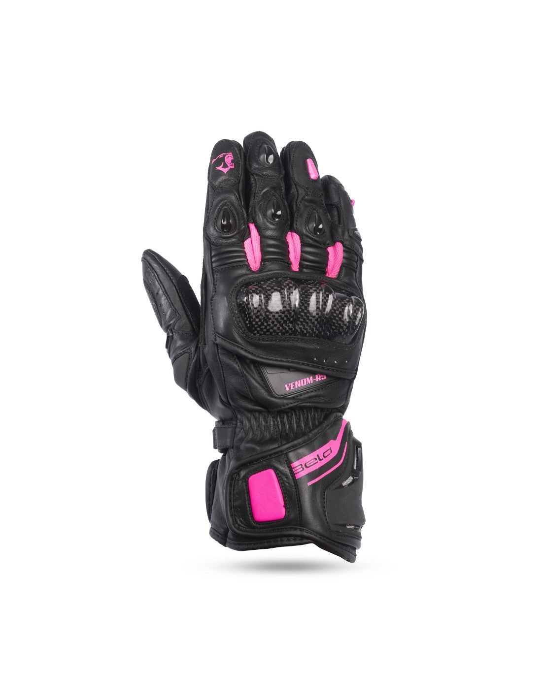 bela venom rs racing lady black and pink gloves back side view