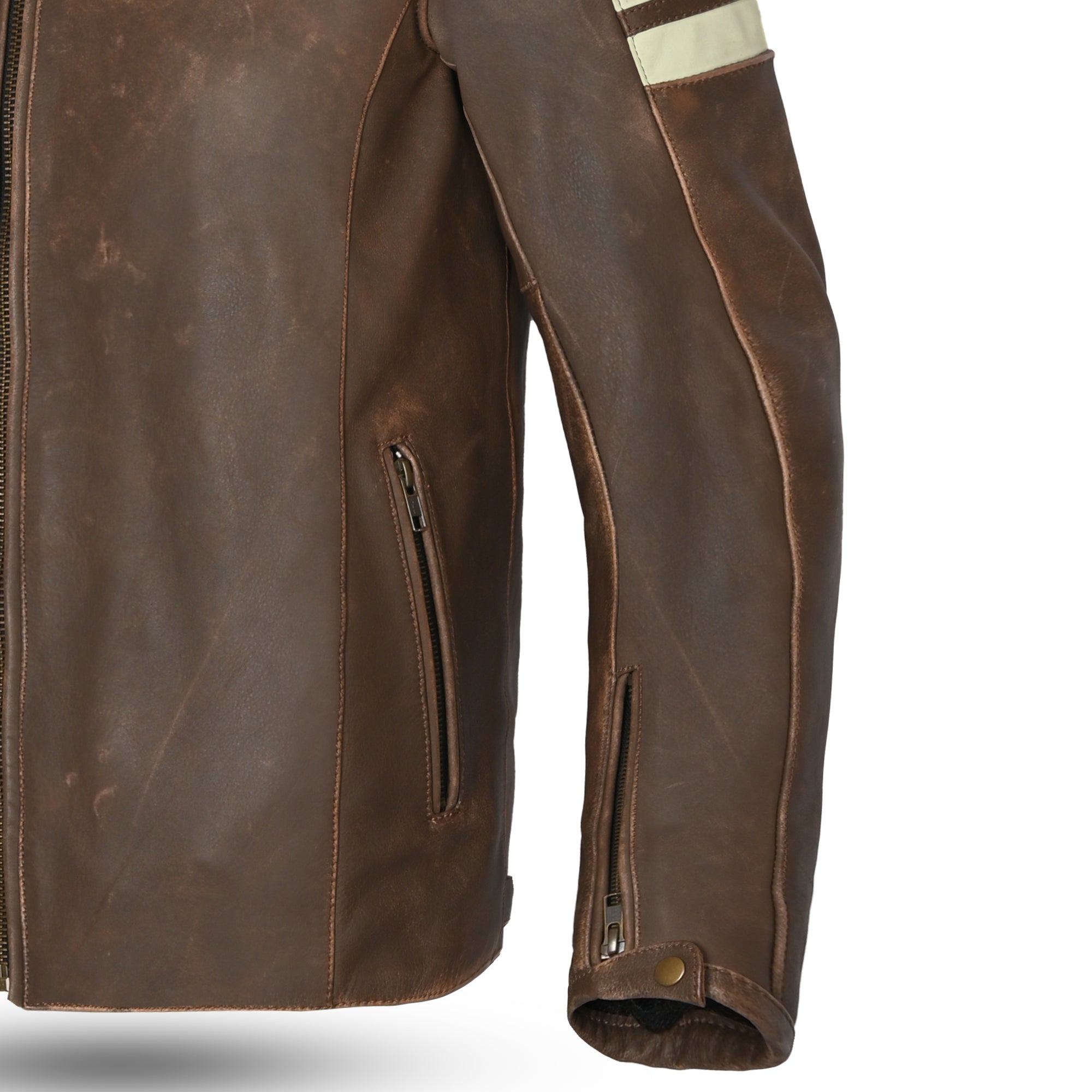 Bela Stark - Leather Jacket - Vintage Brown Beige MaximomotoUK