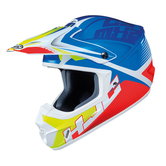 HJC CS-MX II Ellusion MC23 Blue White & Fluoro - Motocross Helmet for Bikers MaximomotoUK