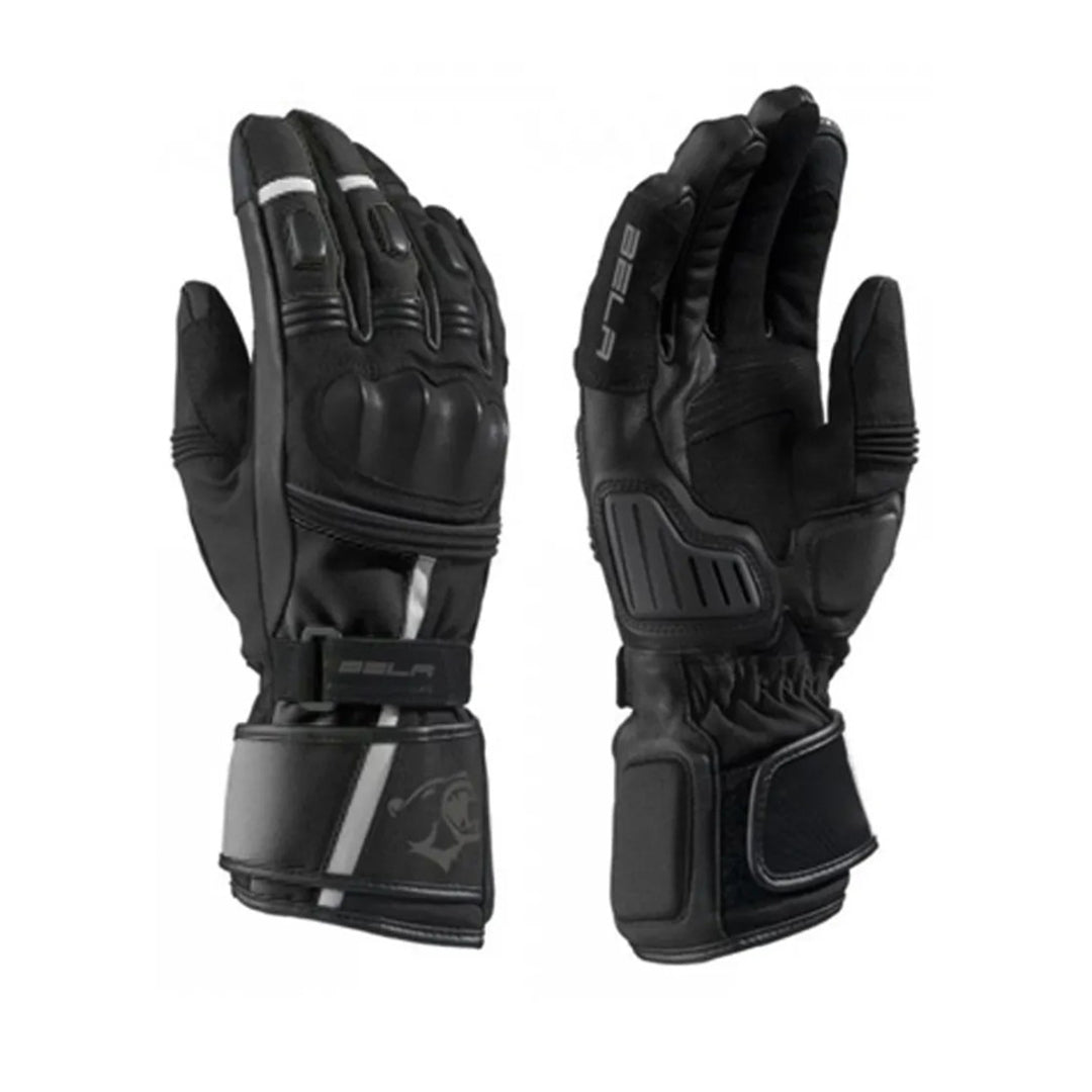 bela ice winter wp black and gray gloves front and back side view
