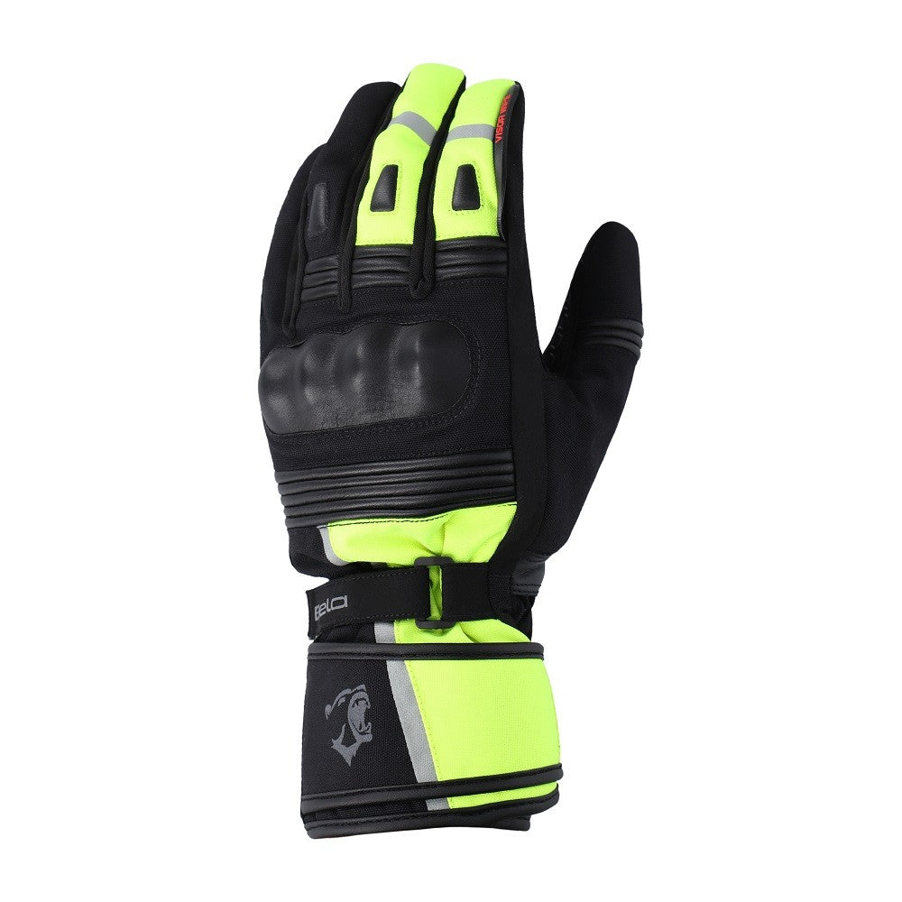 bela ice winter wp lady black and yellow flouro gloves back side view