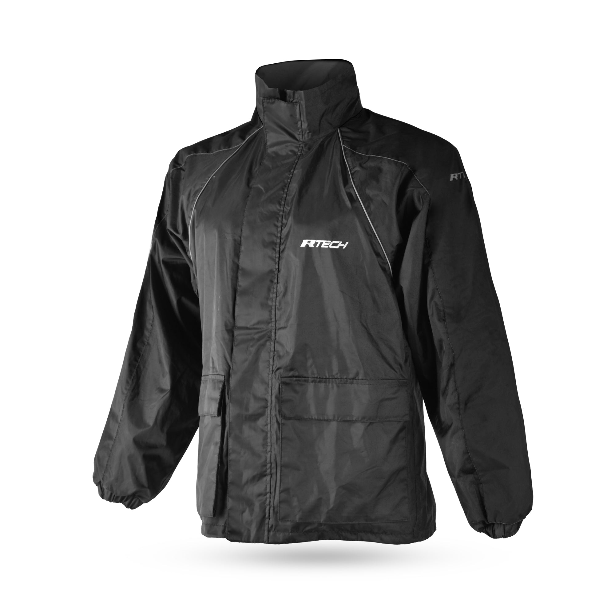 R-TECH Camou Waterproof Rain Tracker Jacket  - Black MaximomotoUK