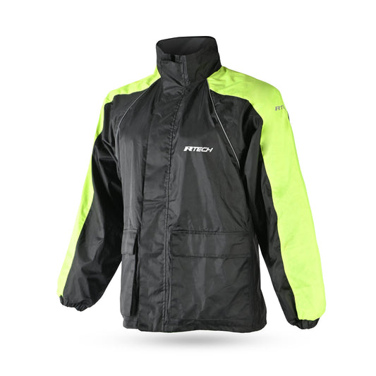R-TECH Camou Waterproof Rain Tracker Jacket - Black Yellow Flouro MaximomotoUK