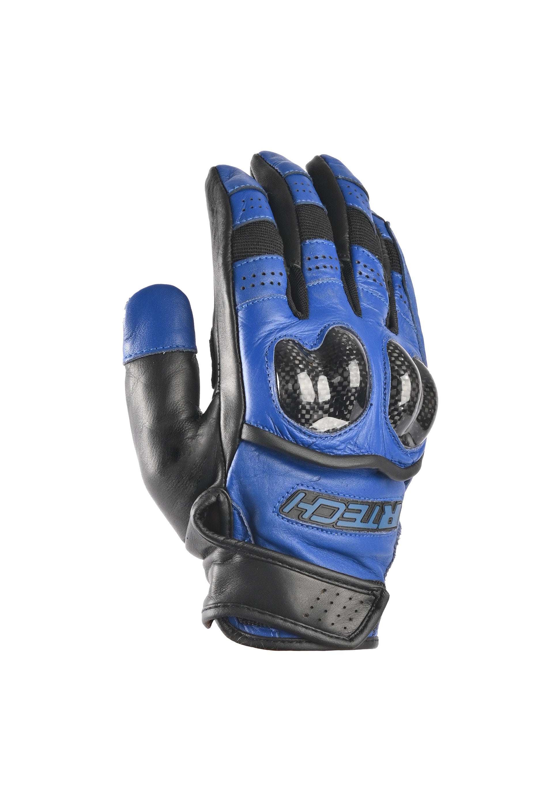 r-tech falcon black and blue gloves back side view