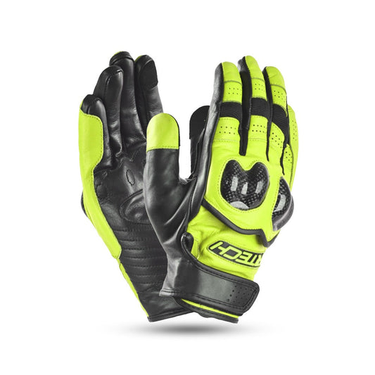 r-tech falcon black and yellow flouro gloves front and back side view