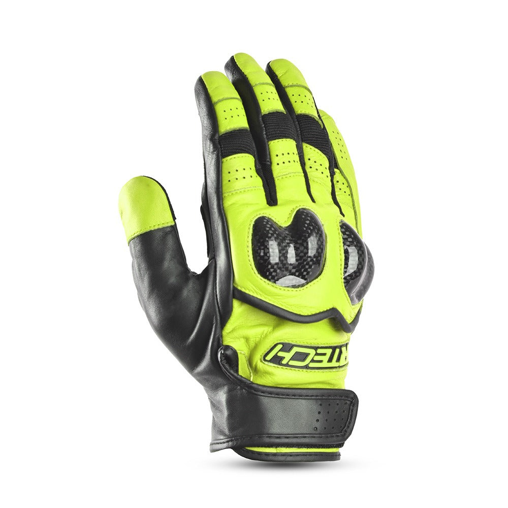 r-tech falcon black and yellow flouro gloves back side view
