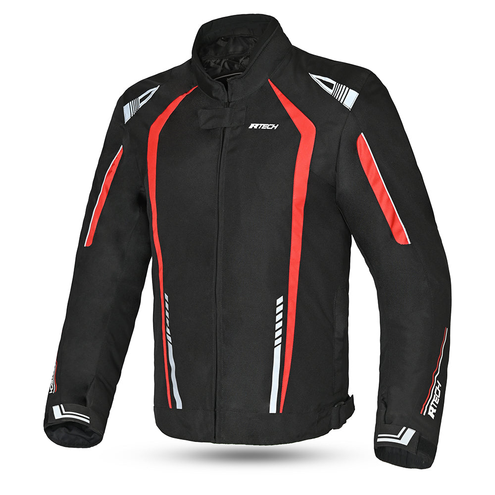 r-tech marshal textile jacket black and red front side view