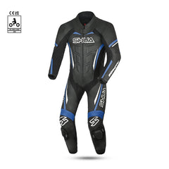 shua infinity 1 pc black and blue racing suit front side view 