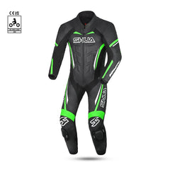 shua infinity 1 pc black and green racing suit front side view 