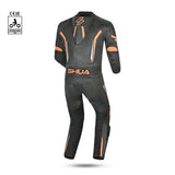 shua infinity 1 pc black and orange racing suit back side view 