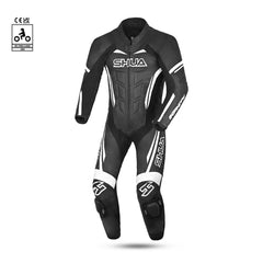 shua infinity 1 pc black and white racing suit front side view